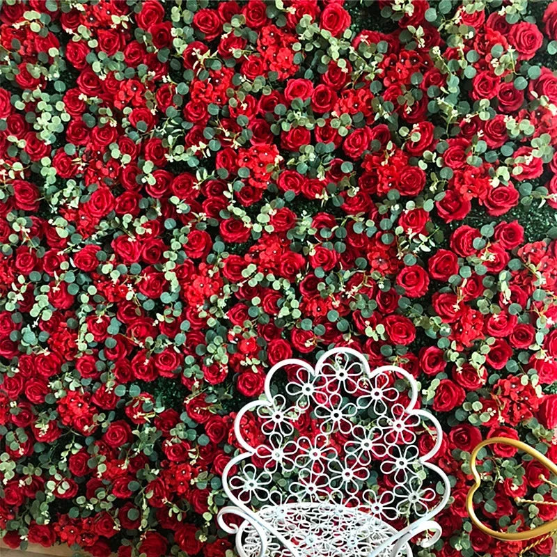 Afralia™ Red Rose Silk Flower Wall Decoration - Wedding Party Christmas Outdoor Decor