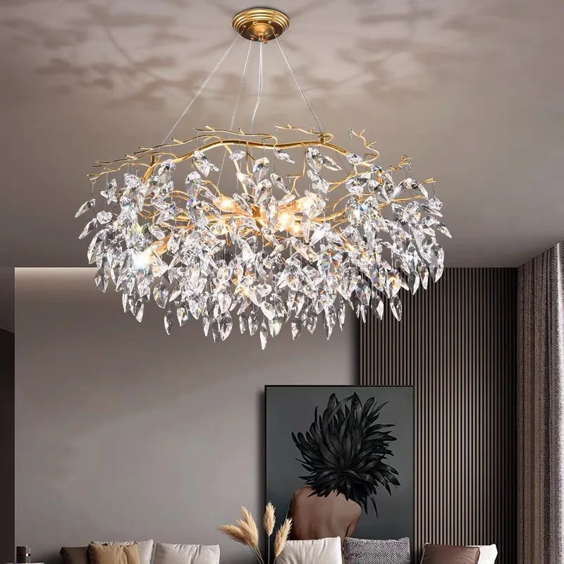 Luxury Crystal LED Chandelier by Afralia™ for Home Decor and Hotel Lighting