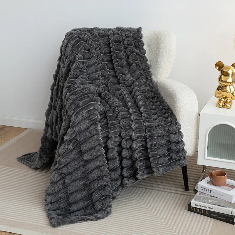 Afralia™ Faux Bamboo Knot Velvet Blanket: Soft, Cozy, All-Season Flannel Throw & Shawl
