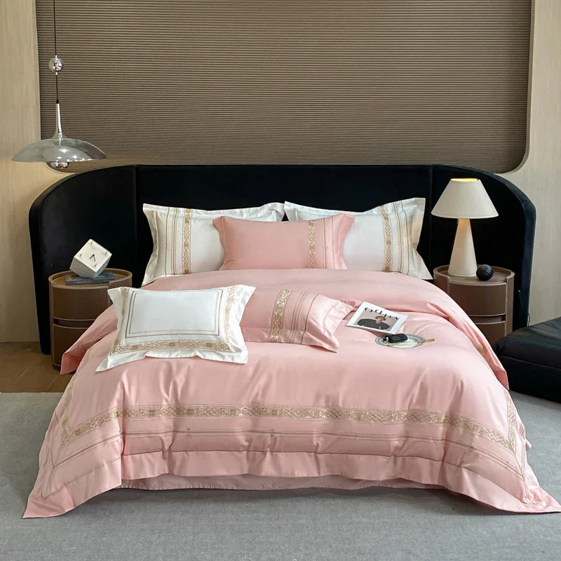 Afralia™ Luxury Gold Embroidery Hotel Style Bedding Set