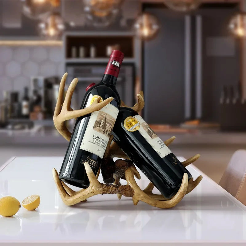 Afralia™ Buckhorn Wine Holder - Decorative Resin Antlers Bottle Rack