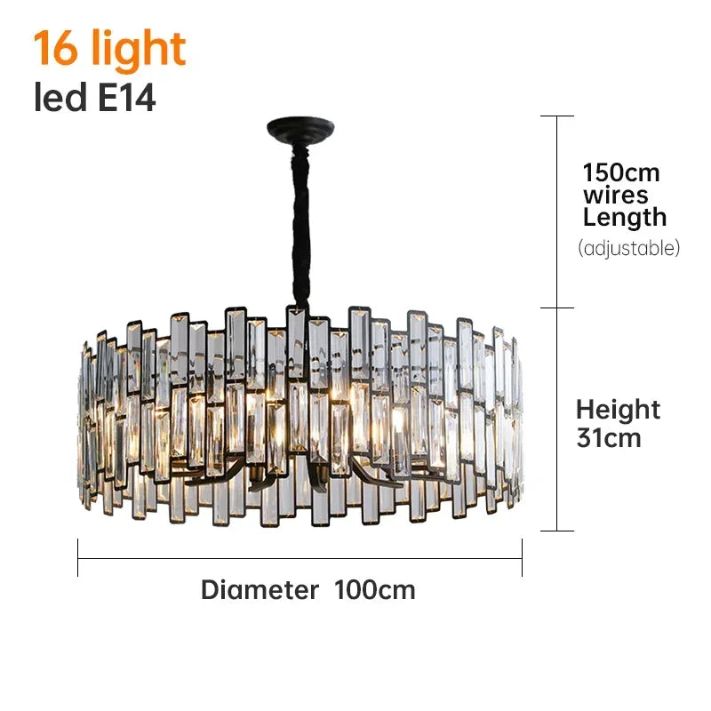 Afralia™ Small Black Crystal Chandelier: ModernLight Luxury for Home Indoor Lighting