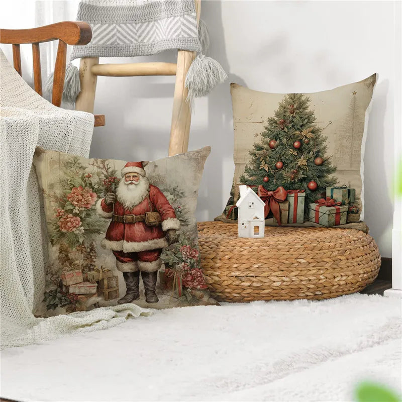 Afralia™ Christmas Snowman Deer Pillowcase Xmas Home Decoration Sofa Cushion Cover