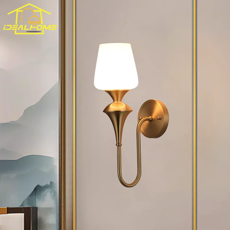 Afralia™ Copper Glass LED Wall Sconce, Black/Gold Luxury Minimalist for Living Room & Bedroom