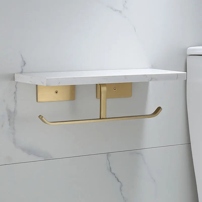 Afralia™ Brass Marble Toilet Paper Holder Nordic Brushed Gold Bathroom Tissue Shelf