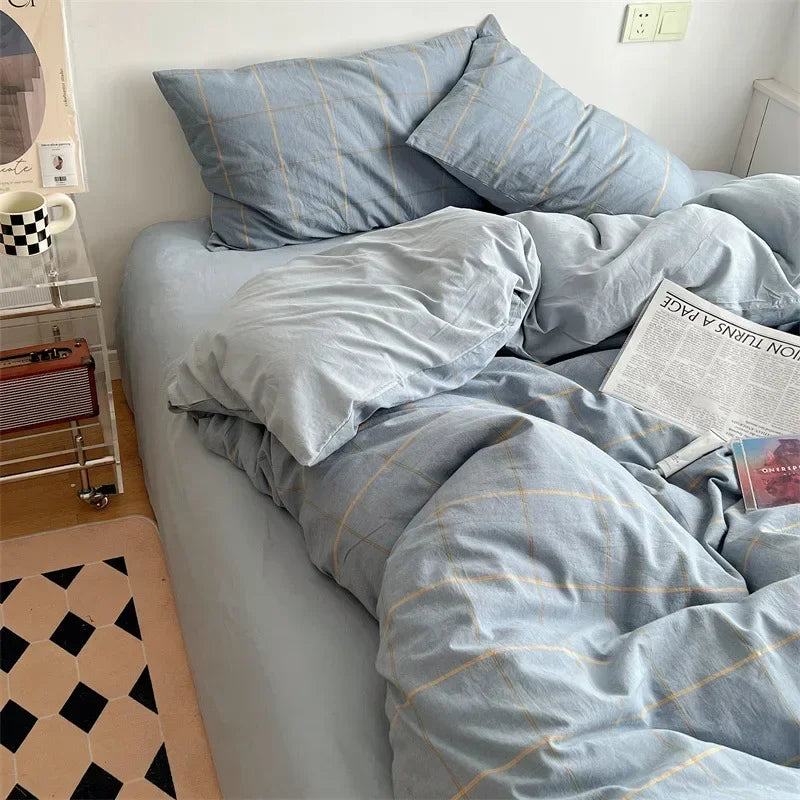 Afralia™ Japanese Style Cotton Printed 4Pcs Bedding Set with Double-Sided Design