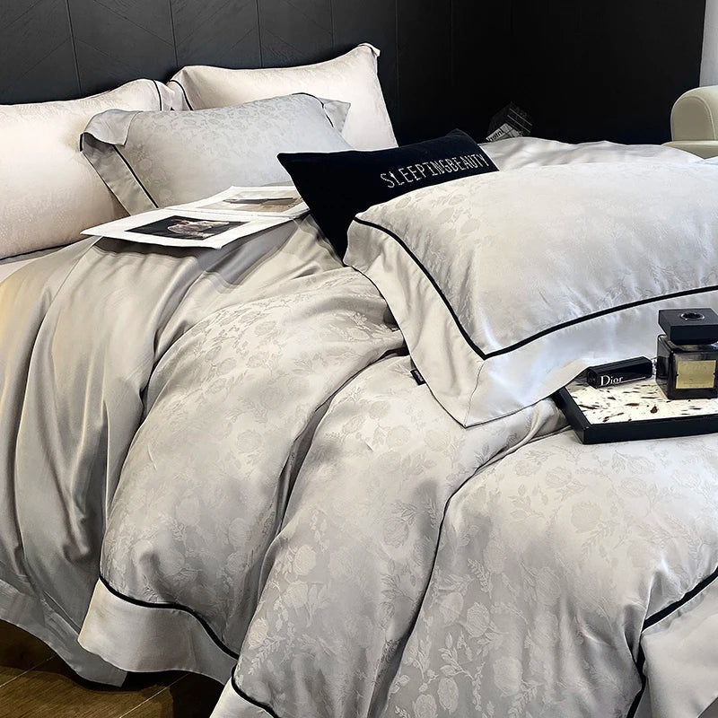 Afralia™ Soft Jacquard Lyocell Bedding Set, 800TC, Silky & Breathable, Natural, Skin Friendly