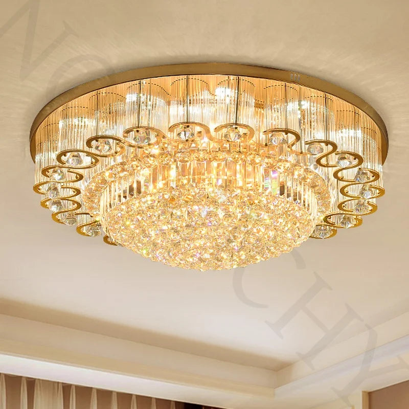 Afralia™ Crystal Led Ceiling Light Elegant European Style Minimalist Living Room Bedroom Lighting