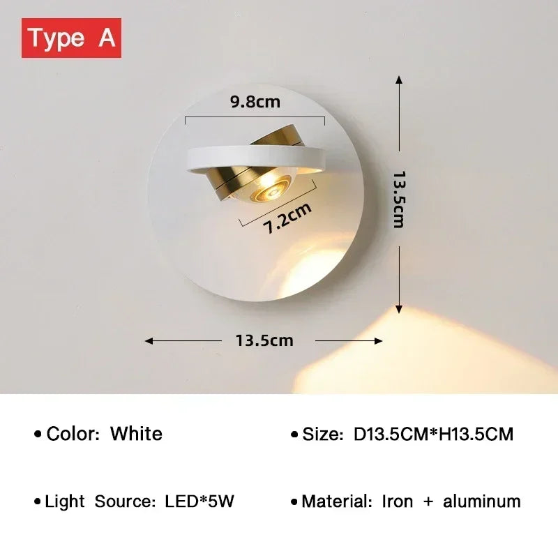 Afralia™ LED Rotatable Wall Lamp for Bedroom Living Room - Modern Indoor Wall Sconces