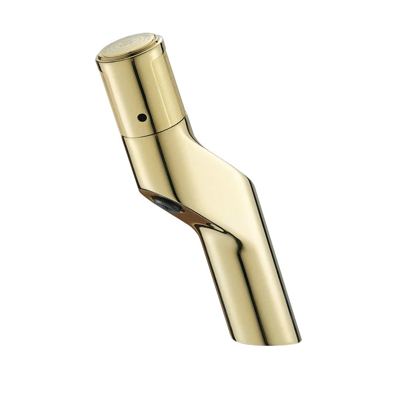 Afralia™ Gold Basin Faucet: Single Handle Push-Button Mixer Tap for Bathroom, Brass Material