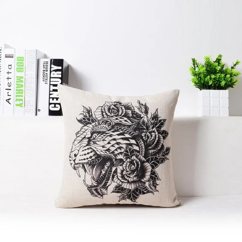 Afralia™ Modern Sketch Cotton Linen Pillowcase Sofa Cushion Cover Home Decoration