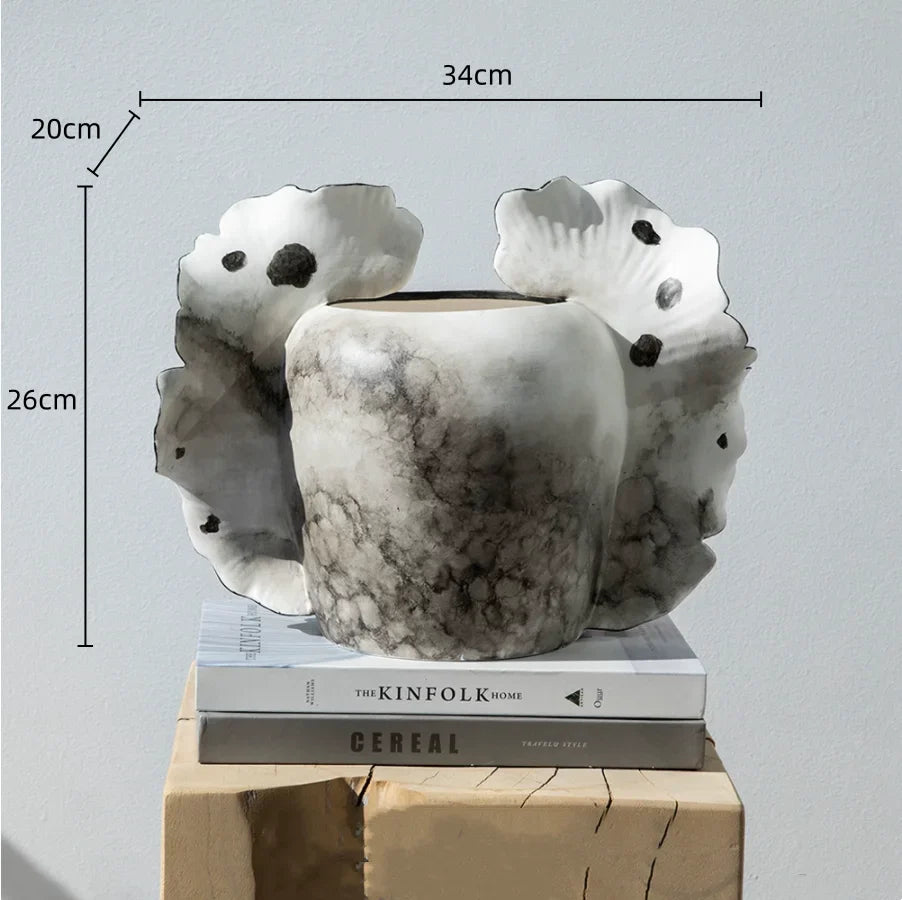 Afralia™ Wavy Wings Hand-painted Ceramic Vases: Unique Floral Decor & Home Accessory