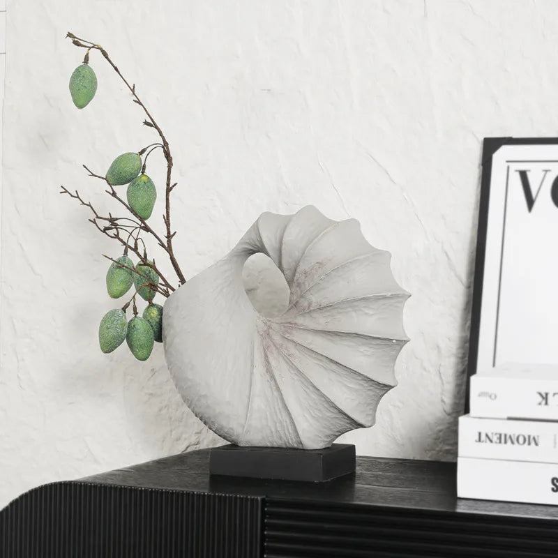 Afralia™ Resin Shell Vase Abstract Sculpture Home Decor Ornament