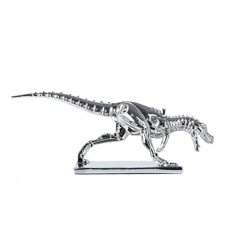 Afralia™ Silver Dinosaur Skeleton Ornament: Tyrannosaurus Rex Replica Home Decor Figurine