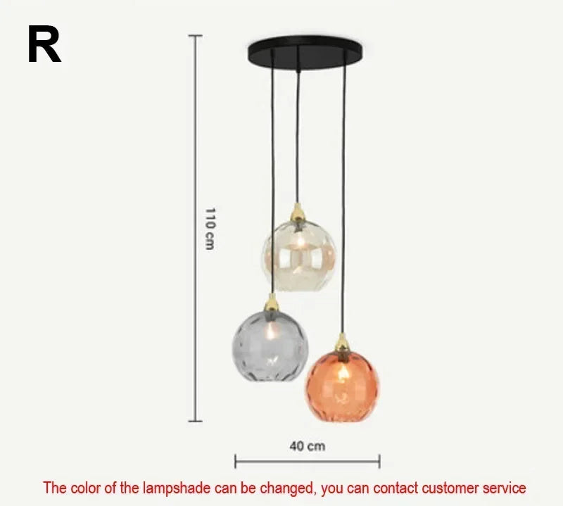 Afralia™ Water Grain Glass Ball Pendant Light: Modern Nordic Fixture for Restaurant, Kitchen, Bedroom