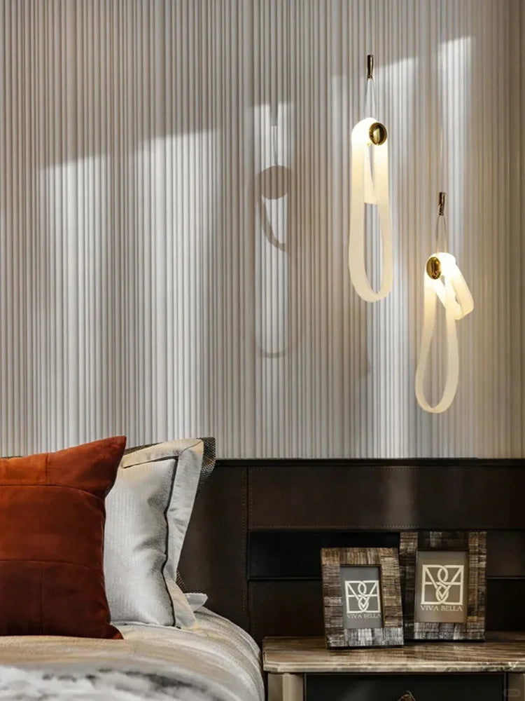 Afralia™ Linear White Glass Chandelier LED Dimmable Bedroom Light