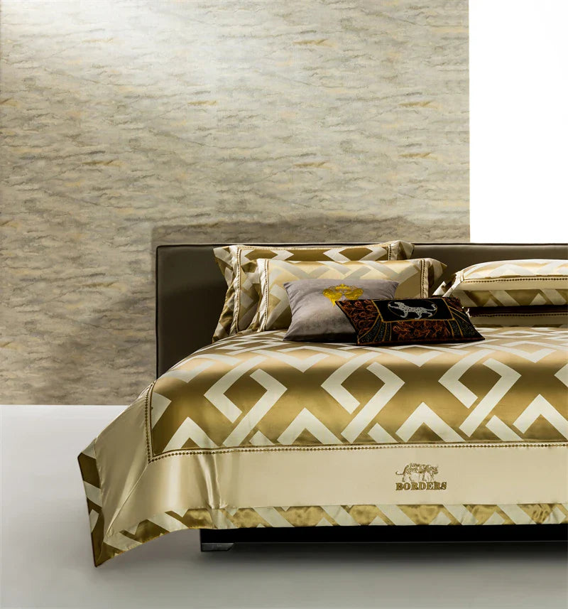 Afralia™ American Jacquard Brocade & Egyptian Cotton Embroidered Bedding Set with Pillowcase