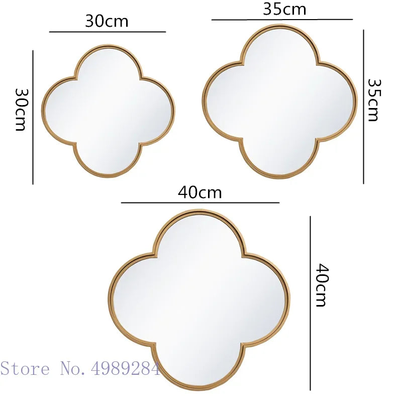 Afralia™ Golden Border Geometric Plum Flower Mirror Wall Decoration