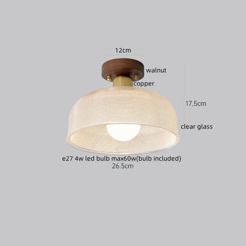Afralia™ Wood Glass LED Ceiling Lamp Modern Kitchen Living Room Light Fixture