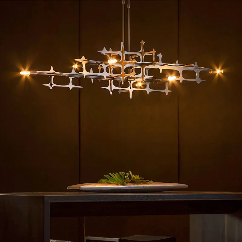 Afralia™ Retro Industrial Stainless Steel Chandelier for Luxury Living Room and Bar Decor