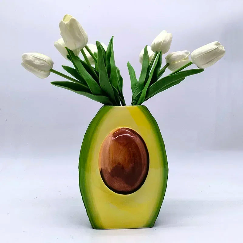 Afralia™ Avocado Ceramic Vase: Unique Flower Arrangement Pot Home Decor Craft Pots