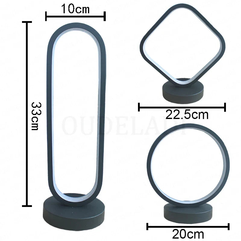 Afralia™ Modern Black Ring LED Table Lamp for Bedroom Decor
