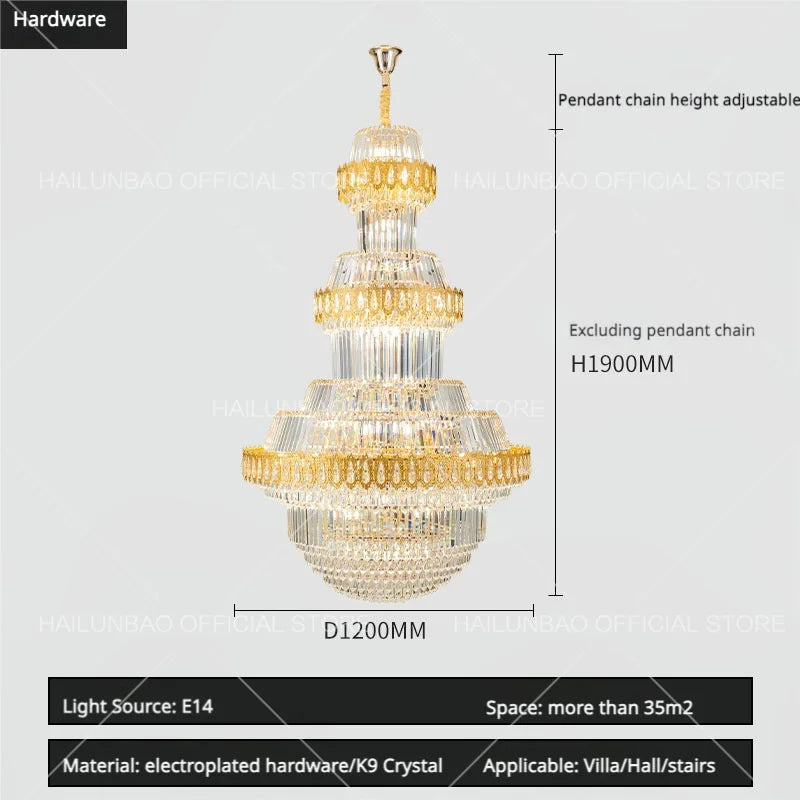 Afralia™ Crystal Chandelier: Villa High Living Room Luxury Lighting