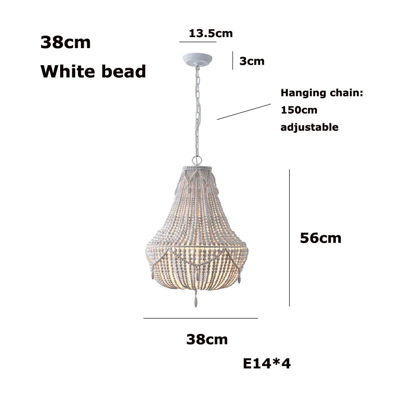 Afralia™ Bohemian Wood Bead Chandelier & LED Ceiling Light Fixture