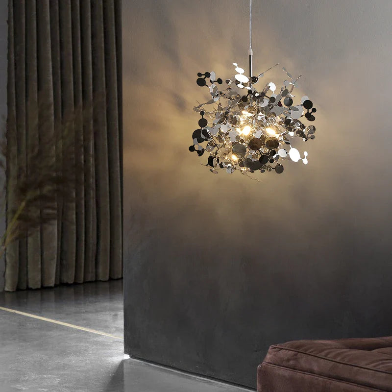 Afralia™ Leaf Sequin Ceiling Chandelier for Modern Living Room, Restaurant, Bar, or Dining Table