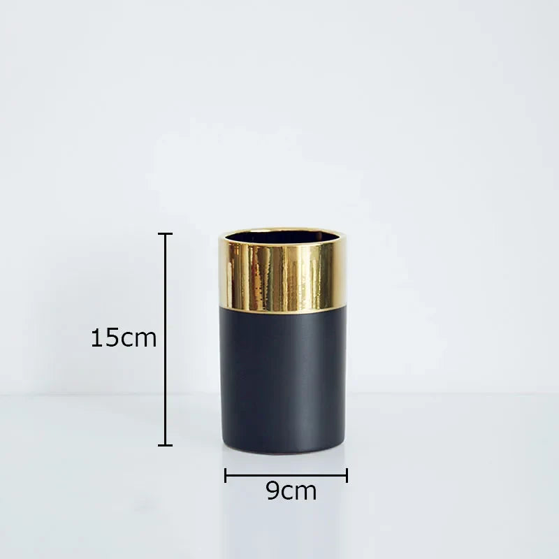 Afralia™ Marble Texture Ceramic Vase | Modern Floral Room Decor Vase