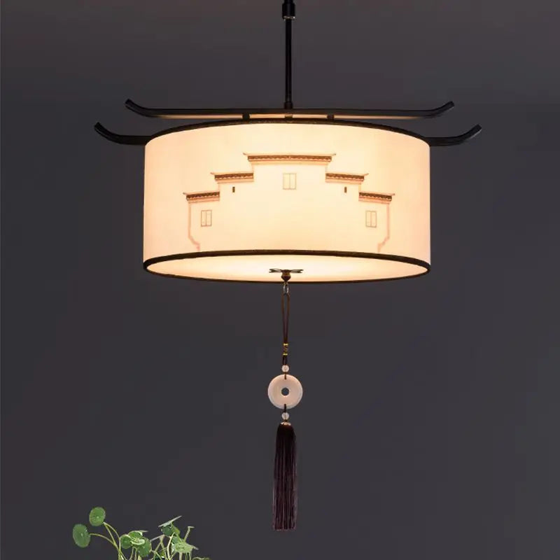 Afralia™ Zen Style Antique Fabric Pendant Light for Chinese Style Bedroom and Tea House