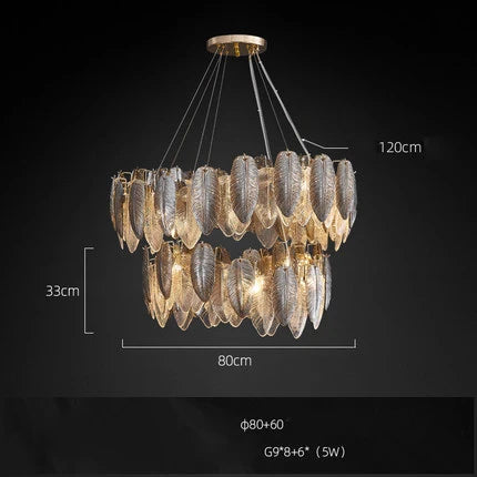 Afralia™ White Glass Feather LED Chandelier for Foyer