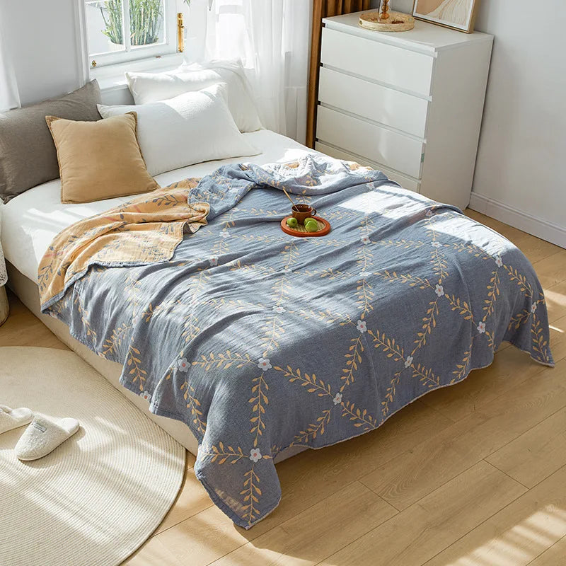 Afralia™ Nordic Cotton Gauze Throw Blanket for Sofa Bed, Boho Style Comforter Plaid