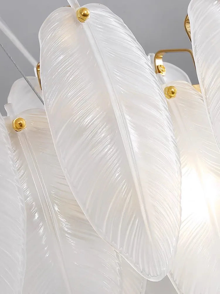 Afralia™ Glass Feather Chandelier: Luxury Art Decor Ceiling Chandelier for Living Dining Room