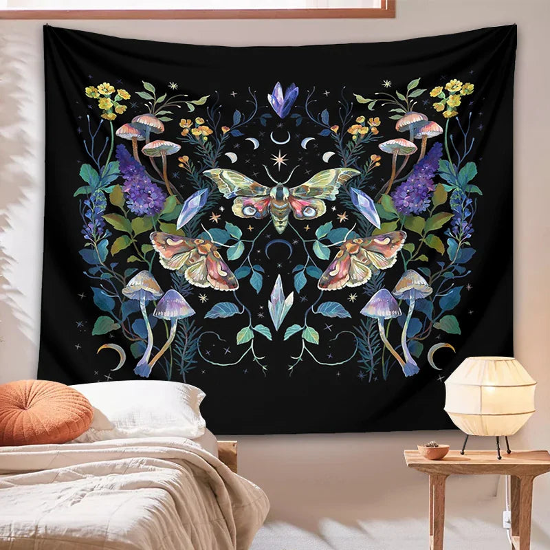 Afralia™ Celestial Botanical Tapestry Wall Hanging - Starry Sky Dorm Decor