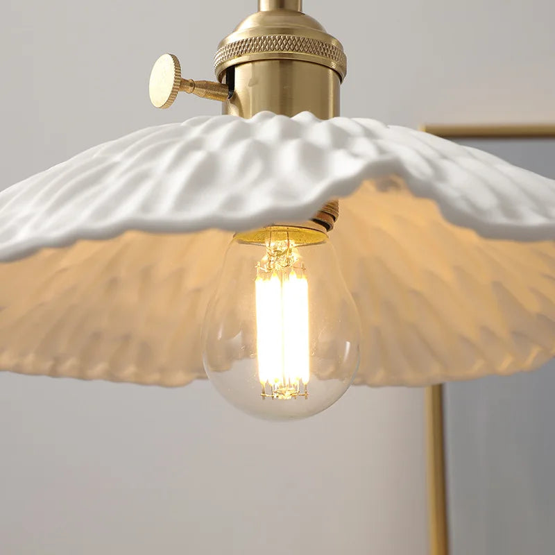 Afralia™ Ceramic Copper LED Pendant Lamp for Dining Living Room - Nordic Modern Design