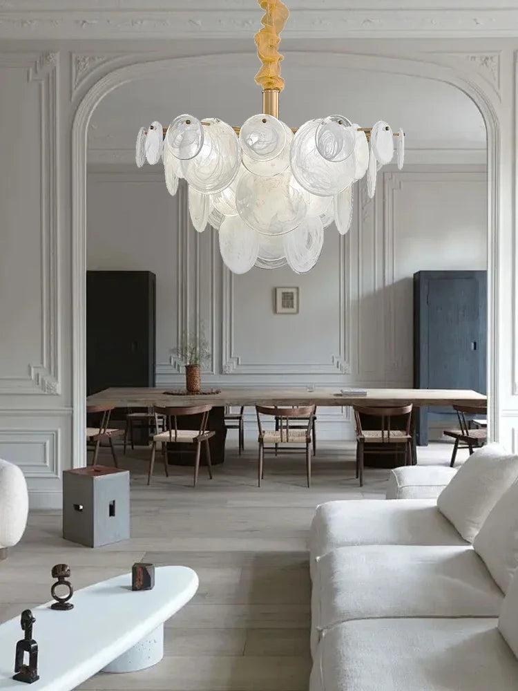 Afralia™ Milk-white Glass Ceiling Chandelier Gold Lighting for Living Room Bedroom