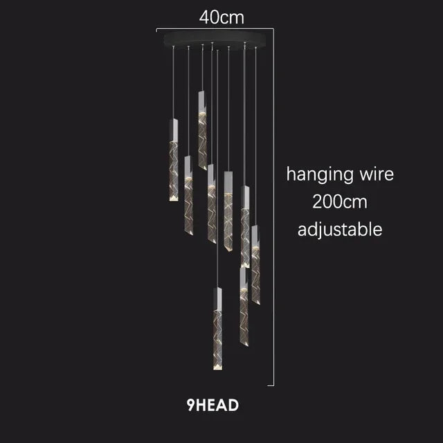 Afralia™ Crystal Chrome LED Chandelier: Luxury Duplex Stair Loft Pendant Light for Living Room