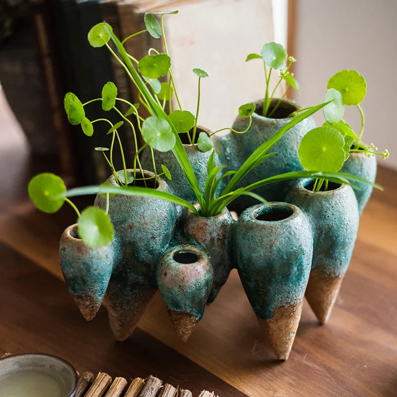 Afralia™ Abstract Tooth Ceramic Flower Pot Hanging Vase for Artistic Home Decor