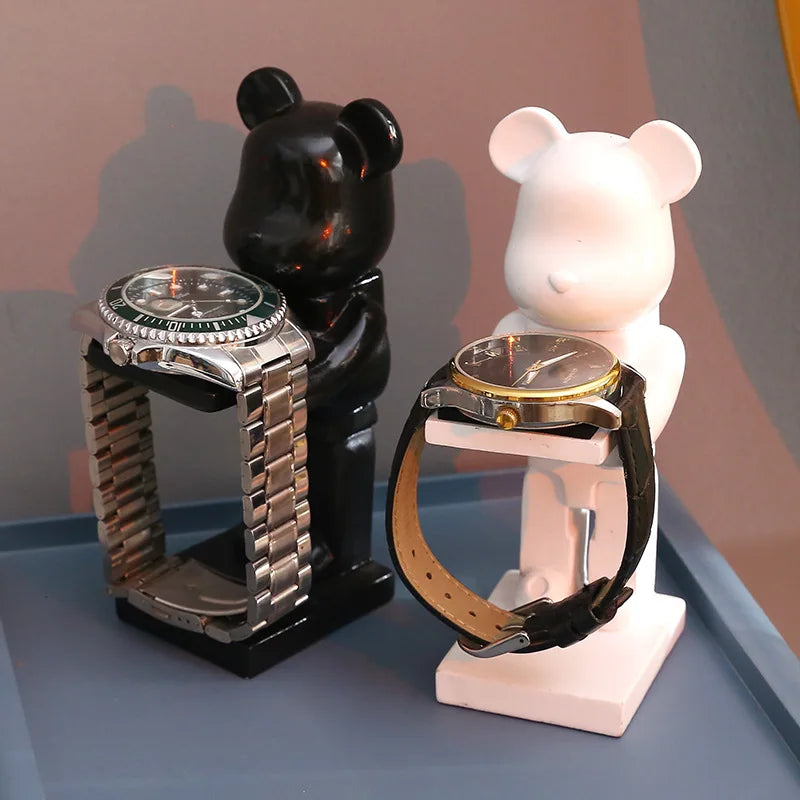 Resin Bear Watch Stand with Electroplating in Afralia™ Vintage Butler Box