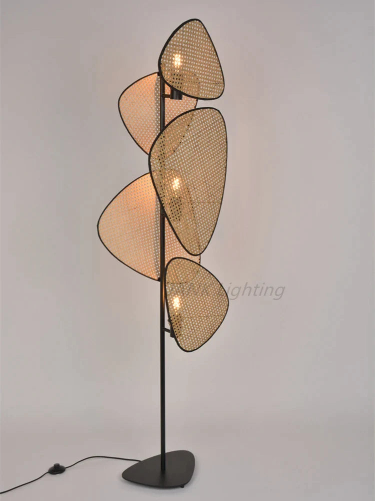 Afralia™ Rattan Screen Floor Lamp: French Designer Knitting, Living Room Bedroom House Decor