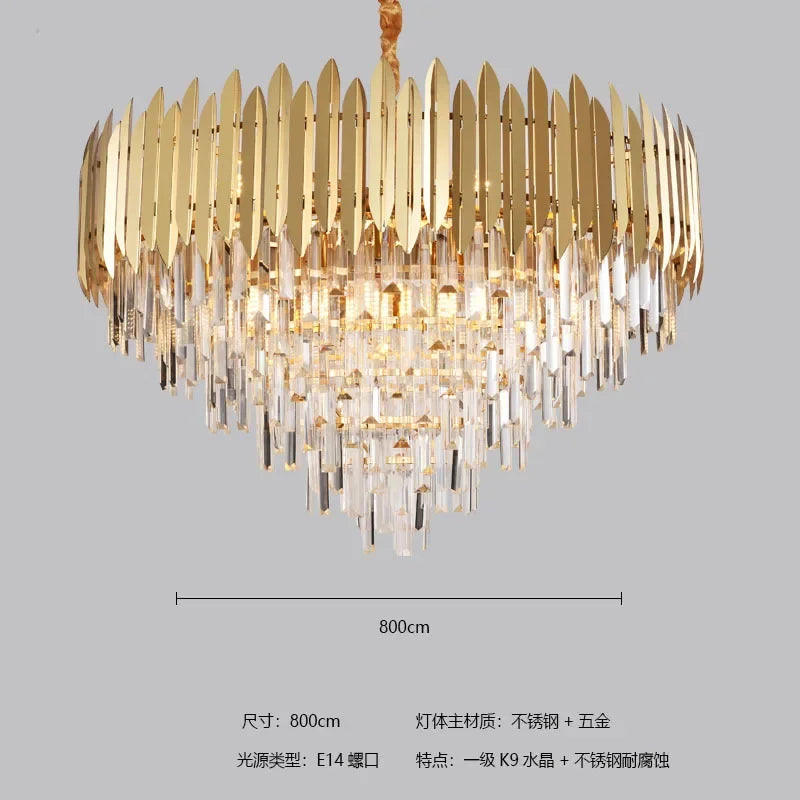 Afralia™ Crystal Chandelier LED Pendant Light Fixture for Luxury Living Room Décor