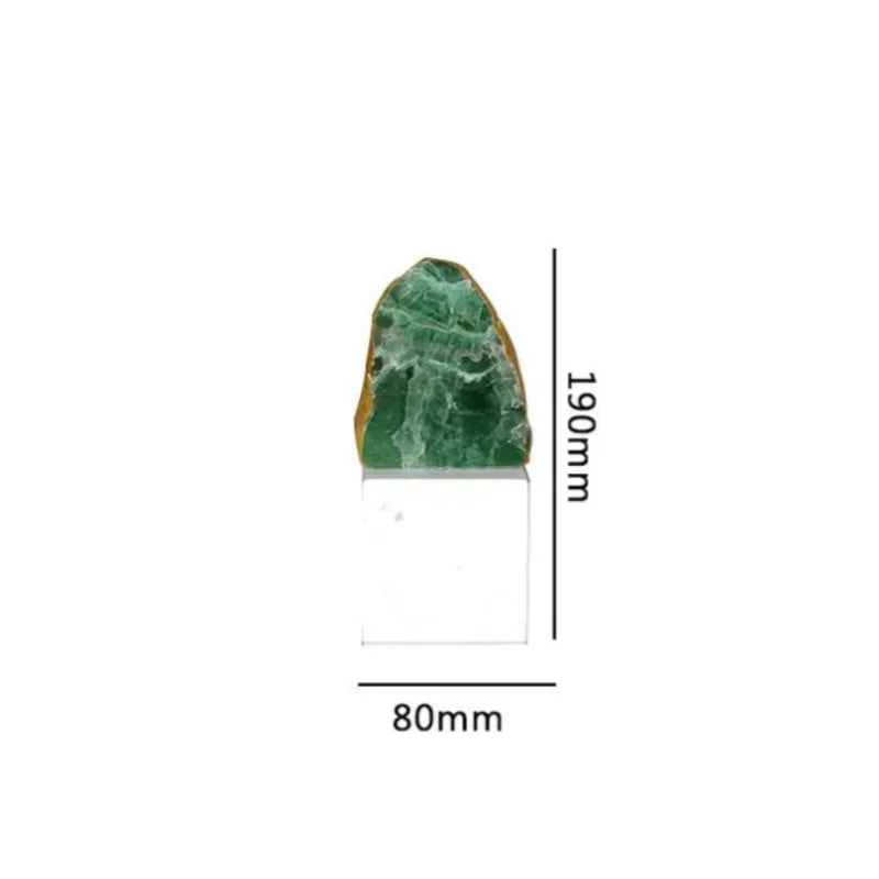 Afralia™ Green Agate Crystal Stone Figurine on Marble Base for Home Decor
