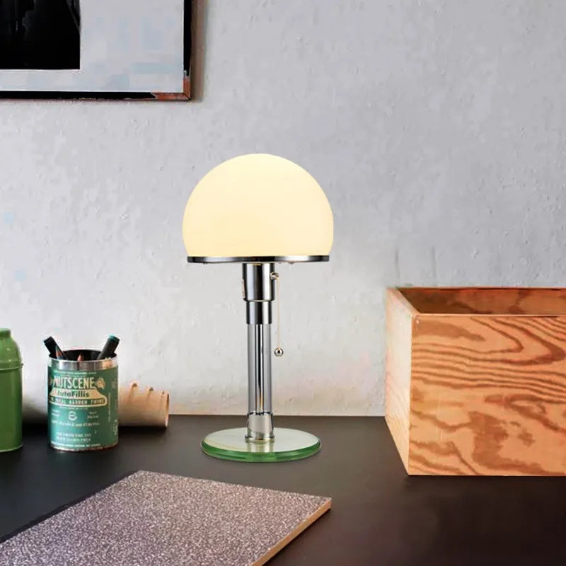 Afralia™ Bauhaus Mushroom Table Lamp Milk White Glass Bedroom Coffee Study Indoor Lighting