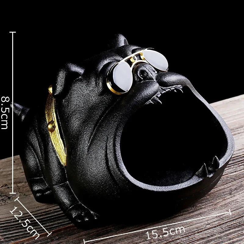 Afralia™ Bulldog Sunglasses Ceramic Ashtray - Smoking Accessories, Weed Ash Tray, Home Decor Gift