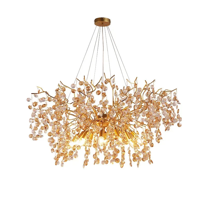 Afralia™ Crystal LED Chandelier 60/80/100 cm Golden Luxury Lamp for Dining & Living Room