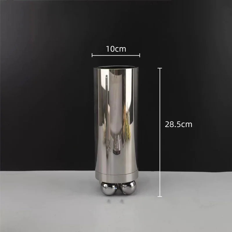 Afralia™ Silver Geometric Ball Glass Vase: Abstract Cylinder Floral Arrangement Accessory
