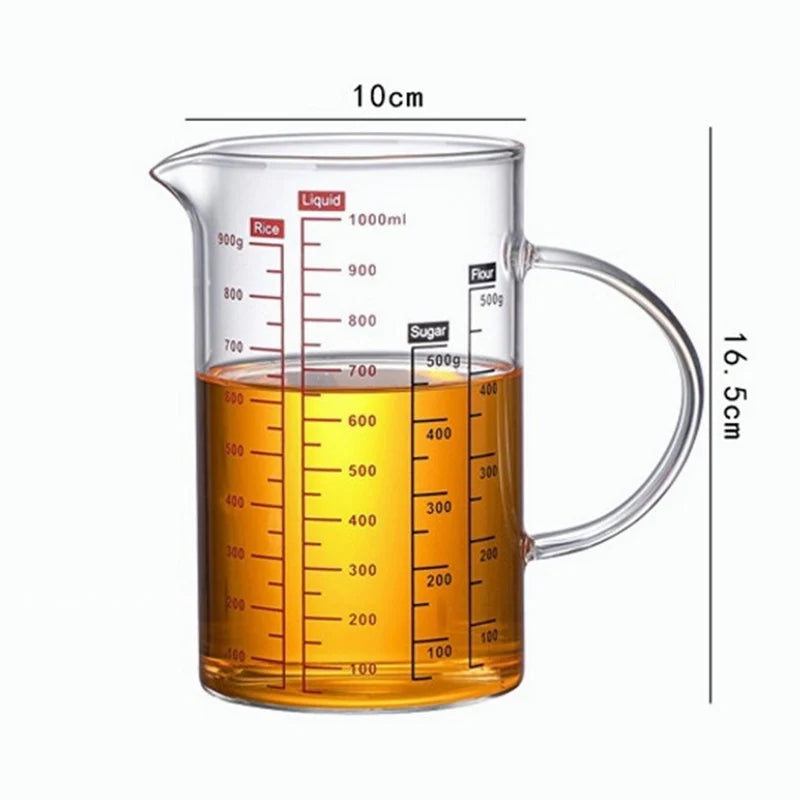 Afralia™ Glass Measuring Cup - Household Food Grade High Borosilicate Glass with Handle