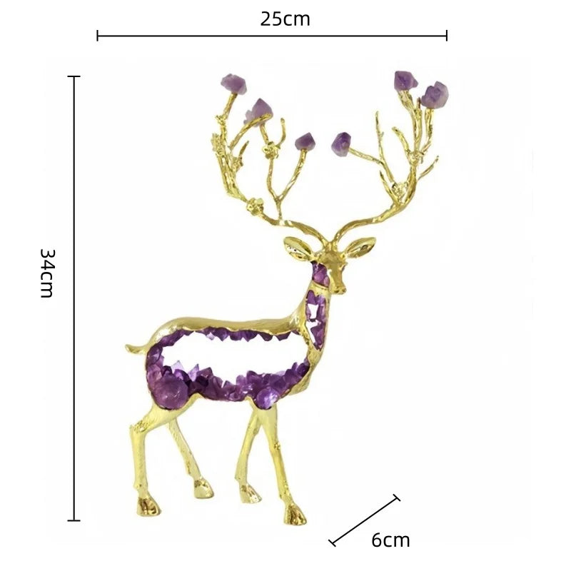 Afralia™ Amethyst Deer Statue | Simulated Crystal Animal Sculpture for Home Décor