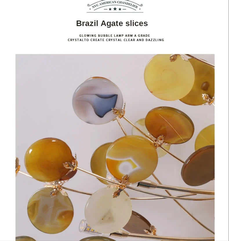 Afralia™ Leaf Agate Ceiling Lamp: Modern Nordic Jade Design for Living Room, Restaurant, Bedroom